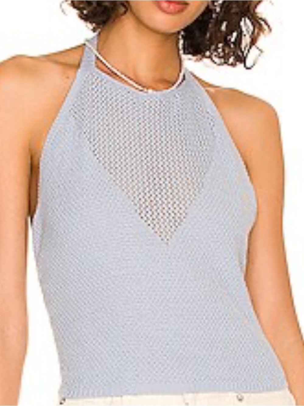 525 America - Fauxchet Halter top in Lake Light blue. Cotton. Size Small. NWT.